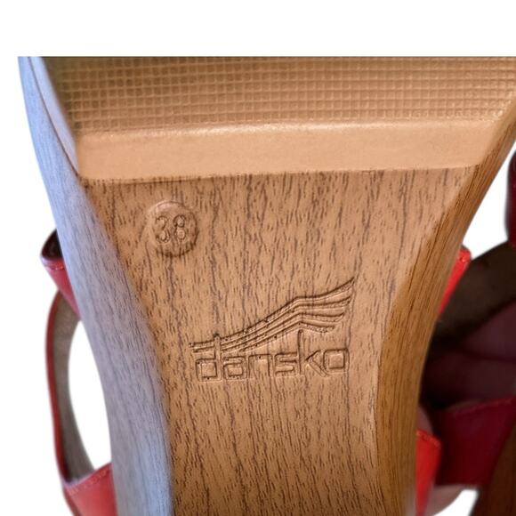 Dansko Red Leather Strappy Sandals Women’s EU 38 (US 7–7.5) Buckle Closure - Picture 7 of 7